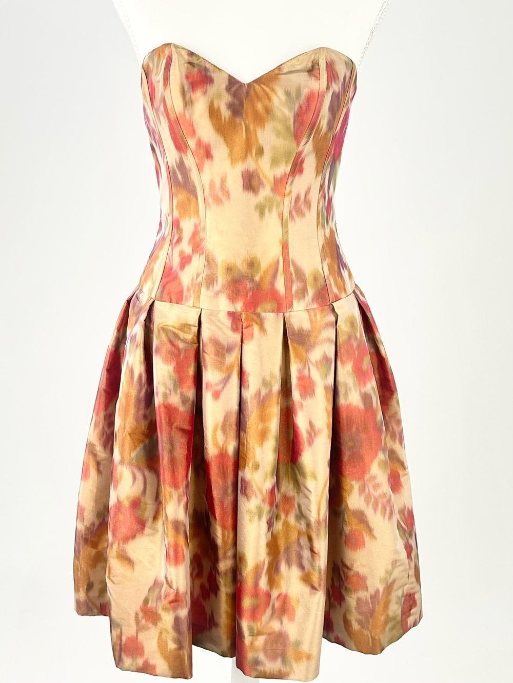 Badgley Mischka Old Hollywood Floral Strapless Corset Formal Dress Size 4